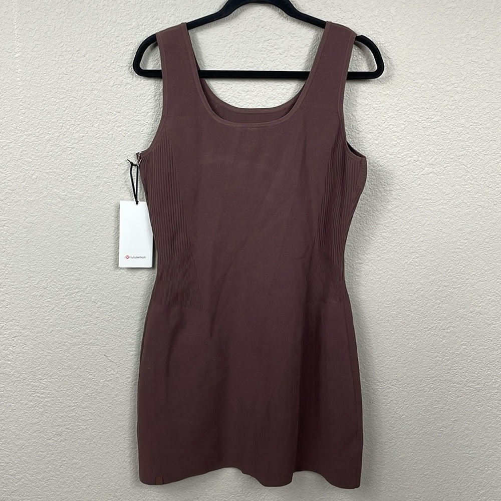 NWT Lululemon Tight Fit Knit Tank Dress Java Brown Casual Athleisure Sz L - Picture 5 of 13